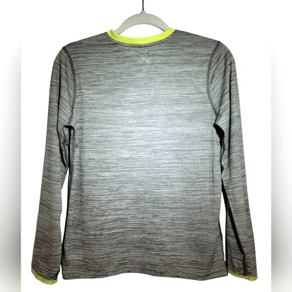 Tek Gear DryTek Long Sleeve Heather Grey with Neon Yellow Trim‎ Size Large 14-16 - Picture 2 of 6
